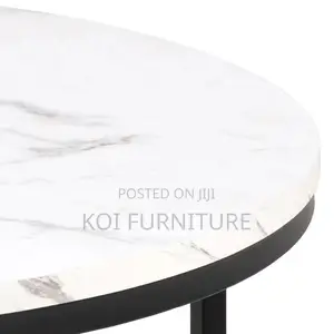 Coffee Table : Round Wide Dual Marble Coffee Table