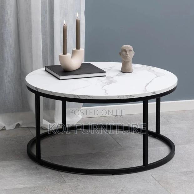Coffee Table; Round Wide Dual Marble Coffee Table - thumbnail 6