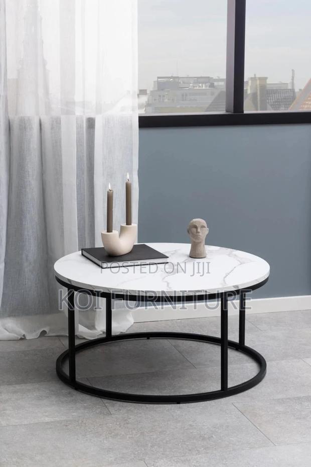Coffee Table; Round Wide Dual Marble Coffee Table - thumbnail 7