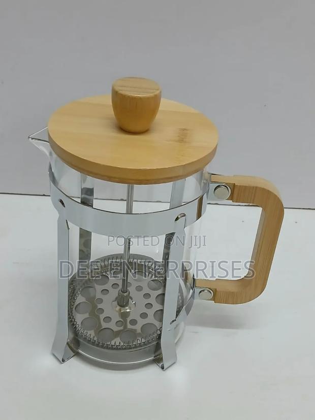 Glass With Wooden Handle and LidFrench Press Coffee Maker - thumbnail 3