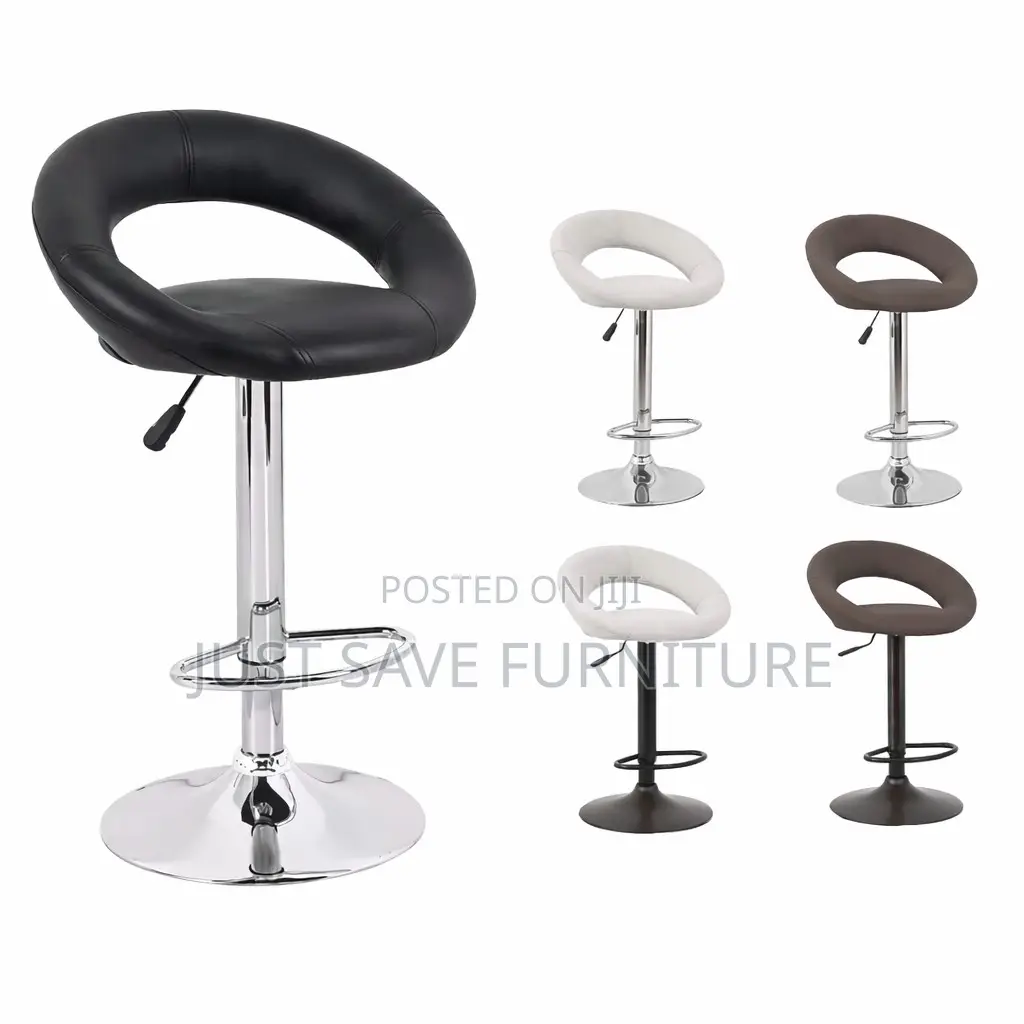 Modern Adjustable Bar Stool With Backrest – Leather Seat
