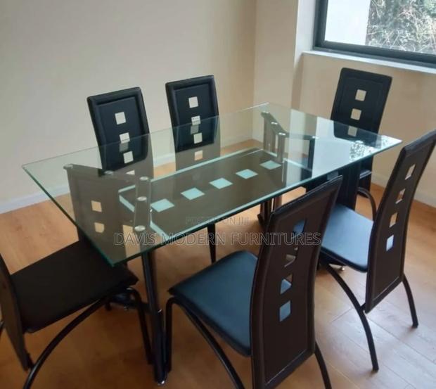Wooden Dining Table With Six Chairs