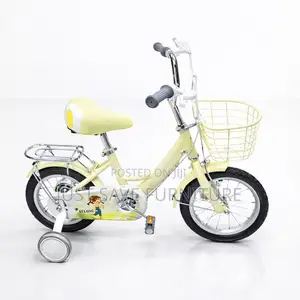 Strong Size 12 Children’S Bicycle With Training Wheels And Basket