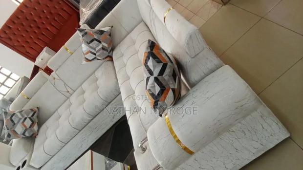 Luxury Modern 5-Seater Sofa Set – White With Gold Finish (Very Clean)