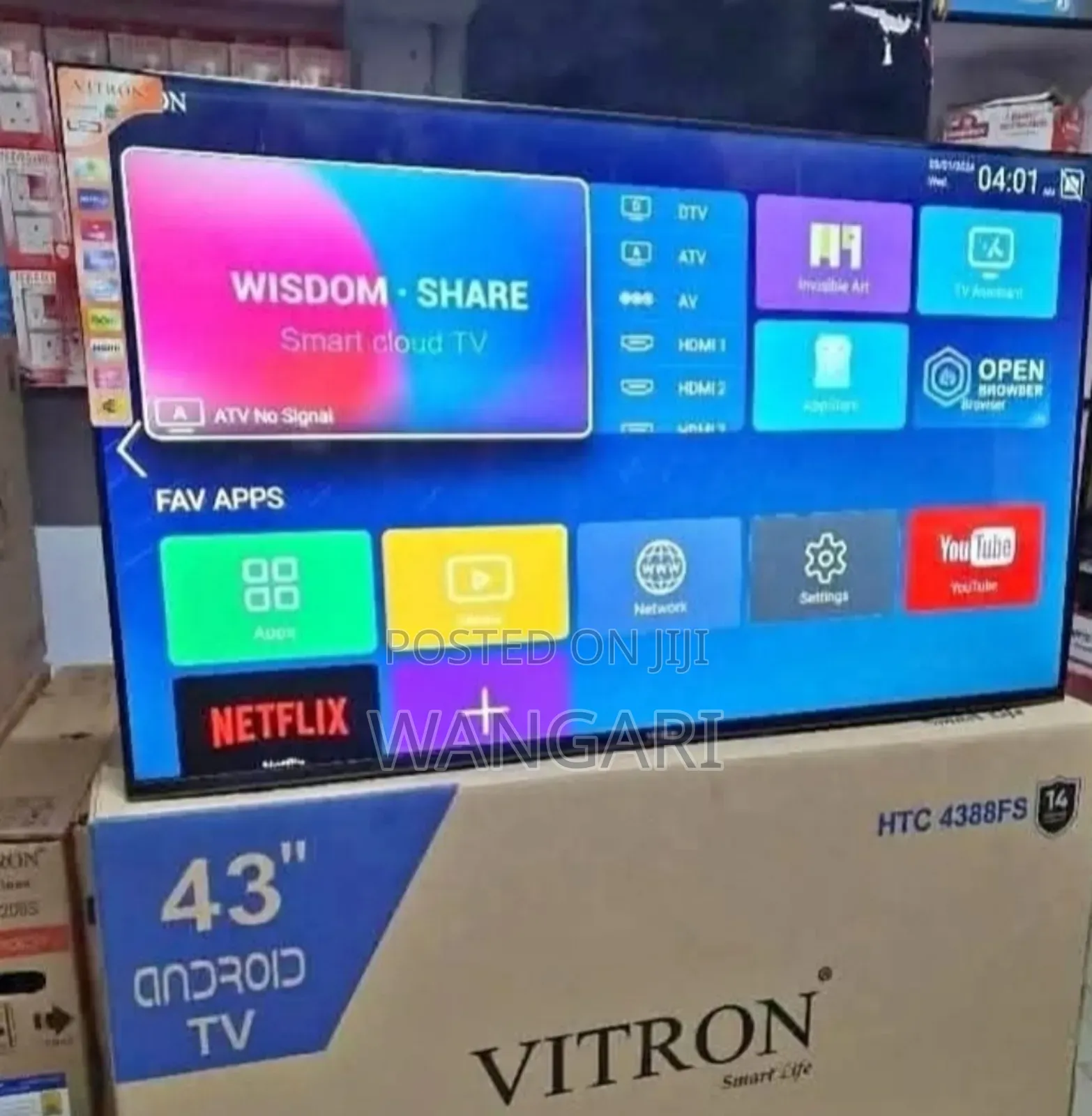Vitron 43 Inch Frameless Smart Android Tv With Bluetooth Mode/Netflix