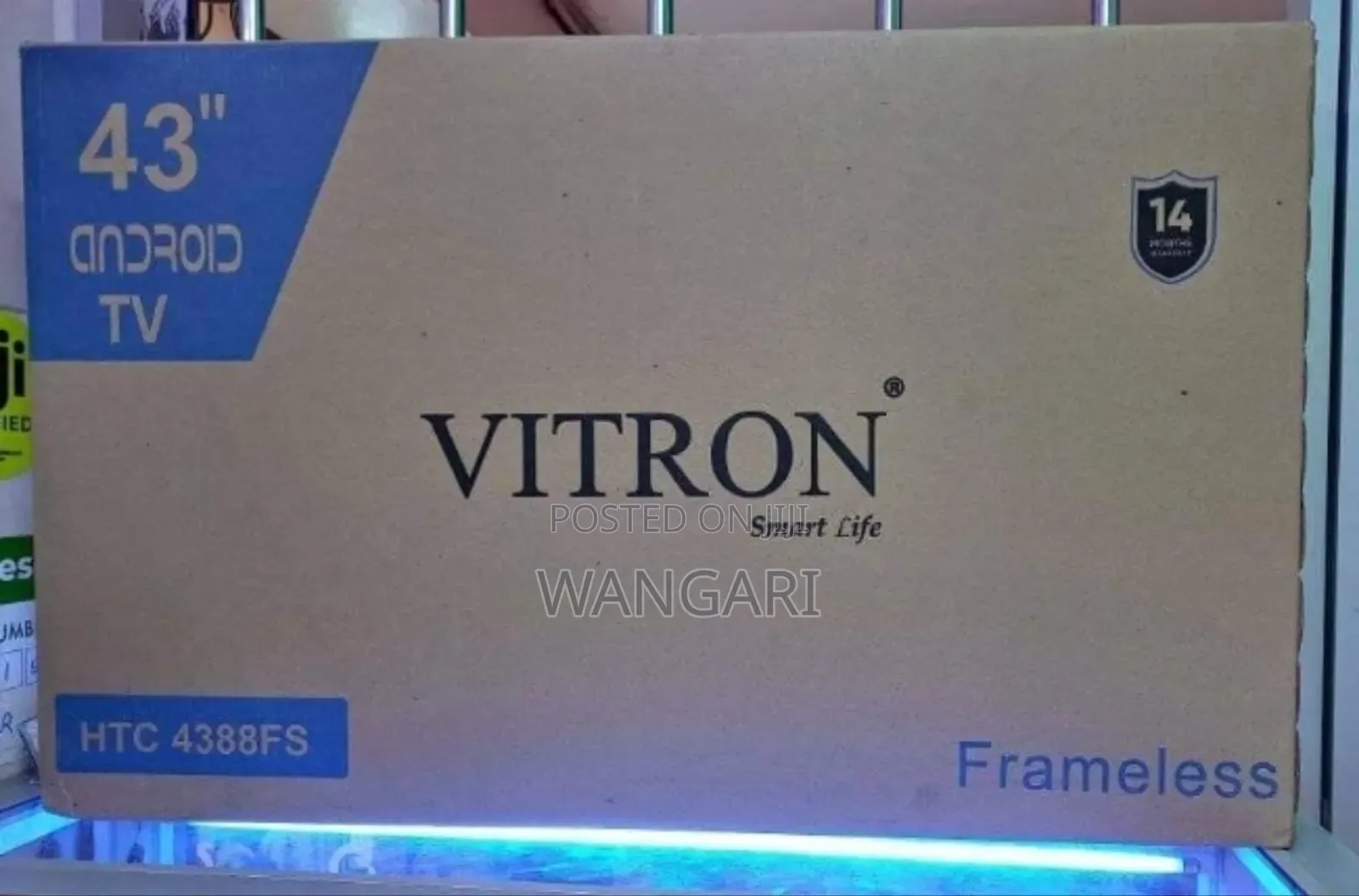 43 Inch Vitron Frameless Smart Android Tv With Bluetooth Mode/Youtube*