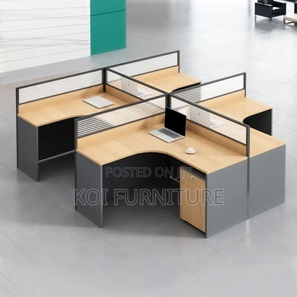 Office Workstation; Two Users Straight MDF Brown Workstation - thumbnail 2