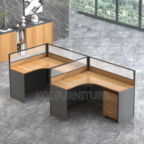 Office Workstation; Two Users Straight MDF Brown Workstation - thumbnail 3