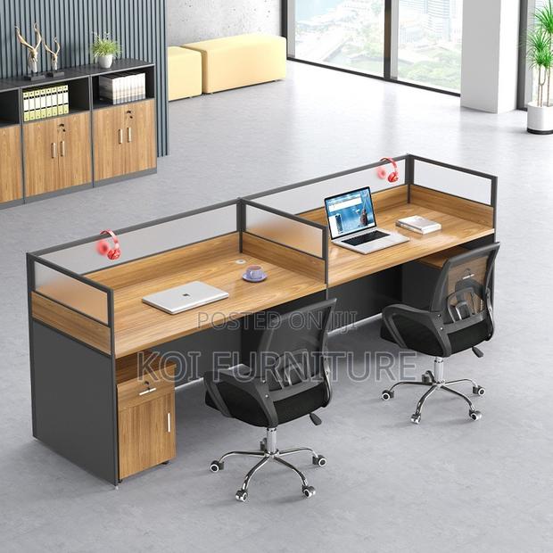 Office Workstation; Two Users Straight MDF Brown Workstation - thumbnail 5