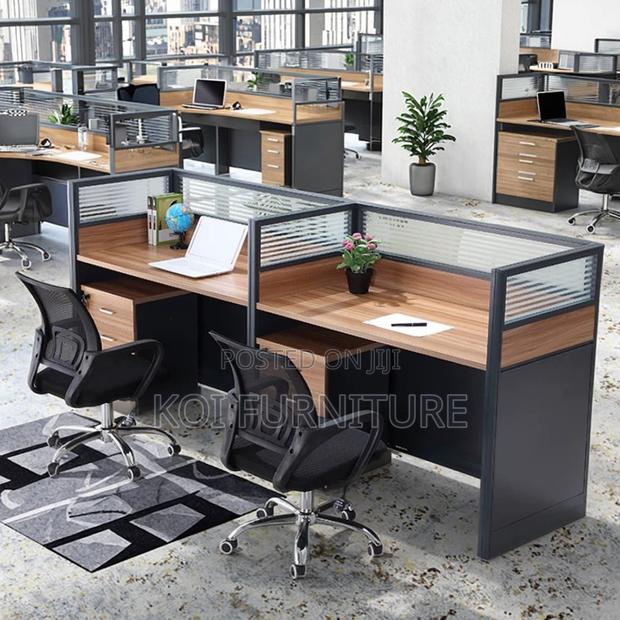 Office Workstation; Two Users Straight MDF Brown Workstation - thumbnail 7