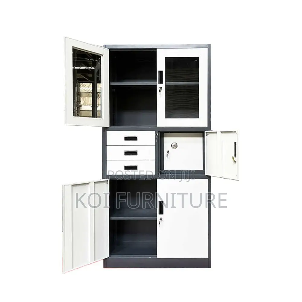 Office Cabinet; Gray Executive Cabinet With Safe