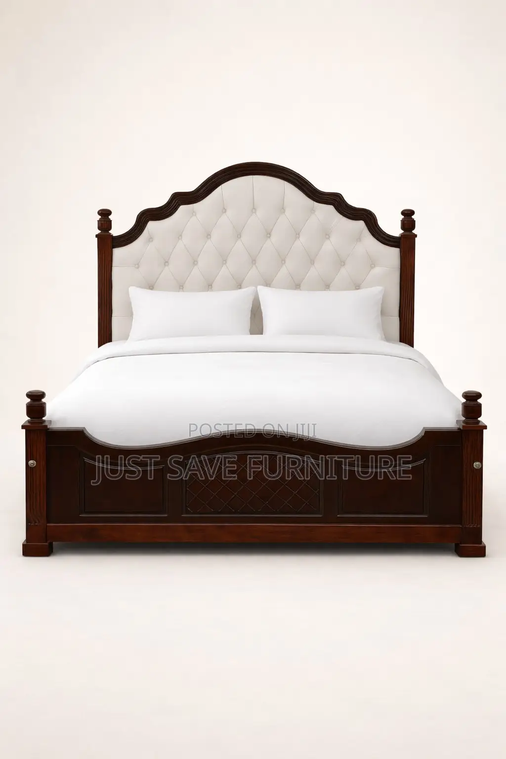 Classic Wooden Upholstered Bed Frame – Elegant Bedroom Bed