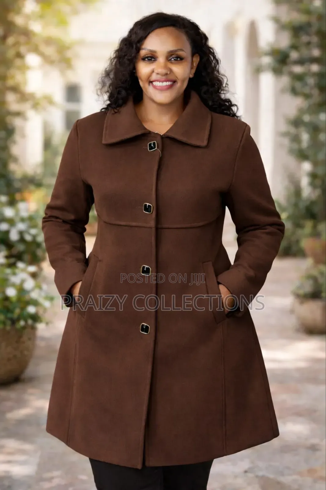 Elegant Buttoned Long Trenchcoat Coat