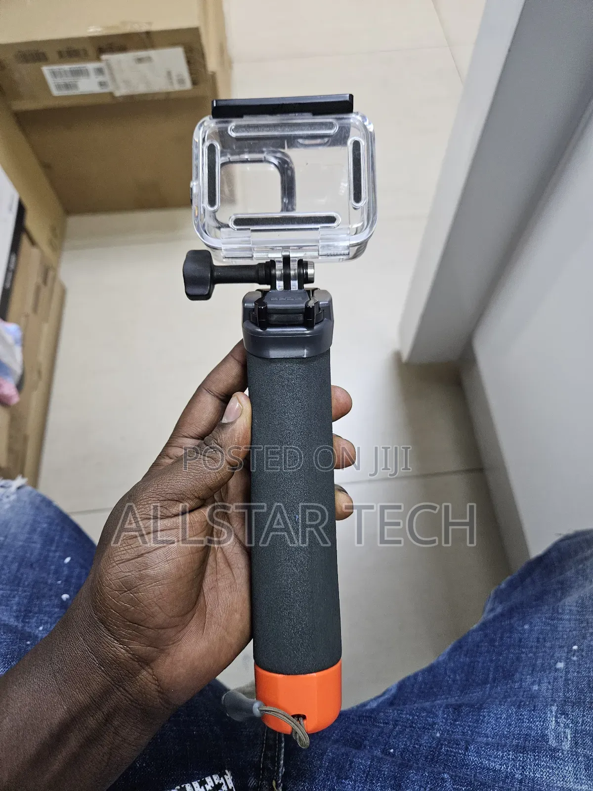 Gopro Handheld Tripod With Gopro Protective Underwater Housing.