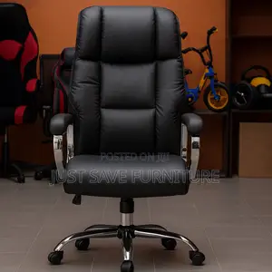 Executive High-Back Leather Office Chair With Adjustable Swivel