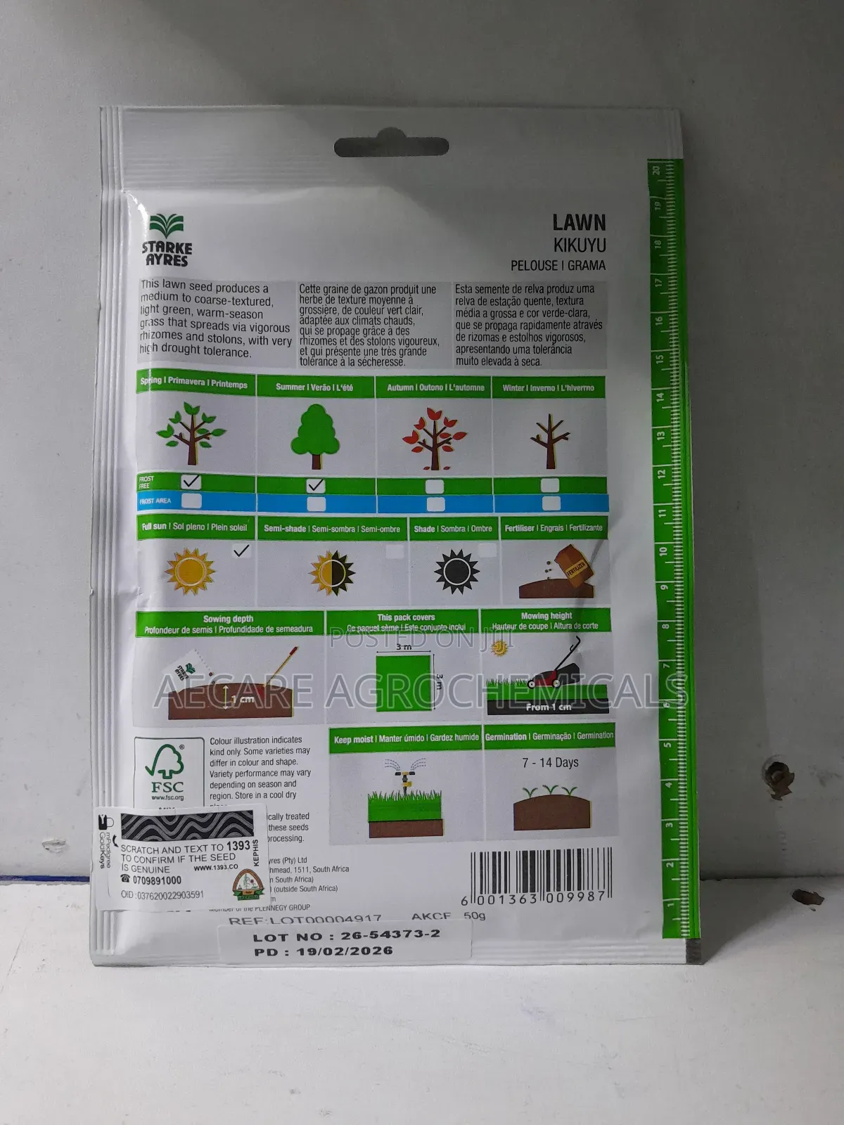 Kikuyu Lawn Grass Seeds 50g, 500g