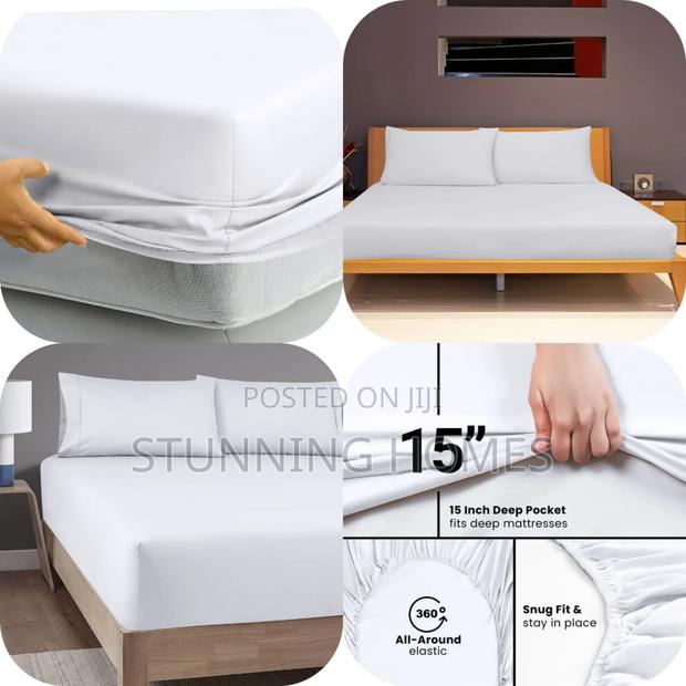 White Cotton King Size Bedsheets - thumbnail 2