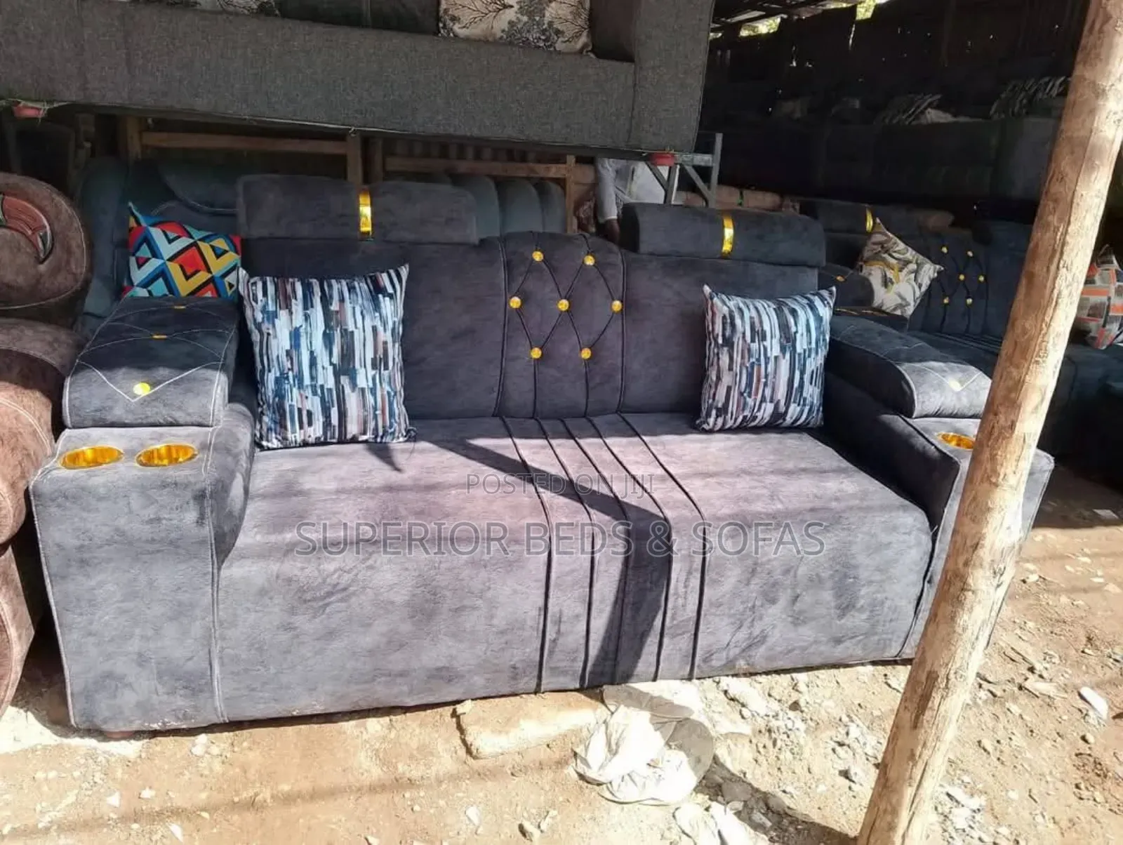 Grey Recliner 3 Seater Sofa(Recliner Seats)