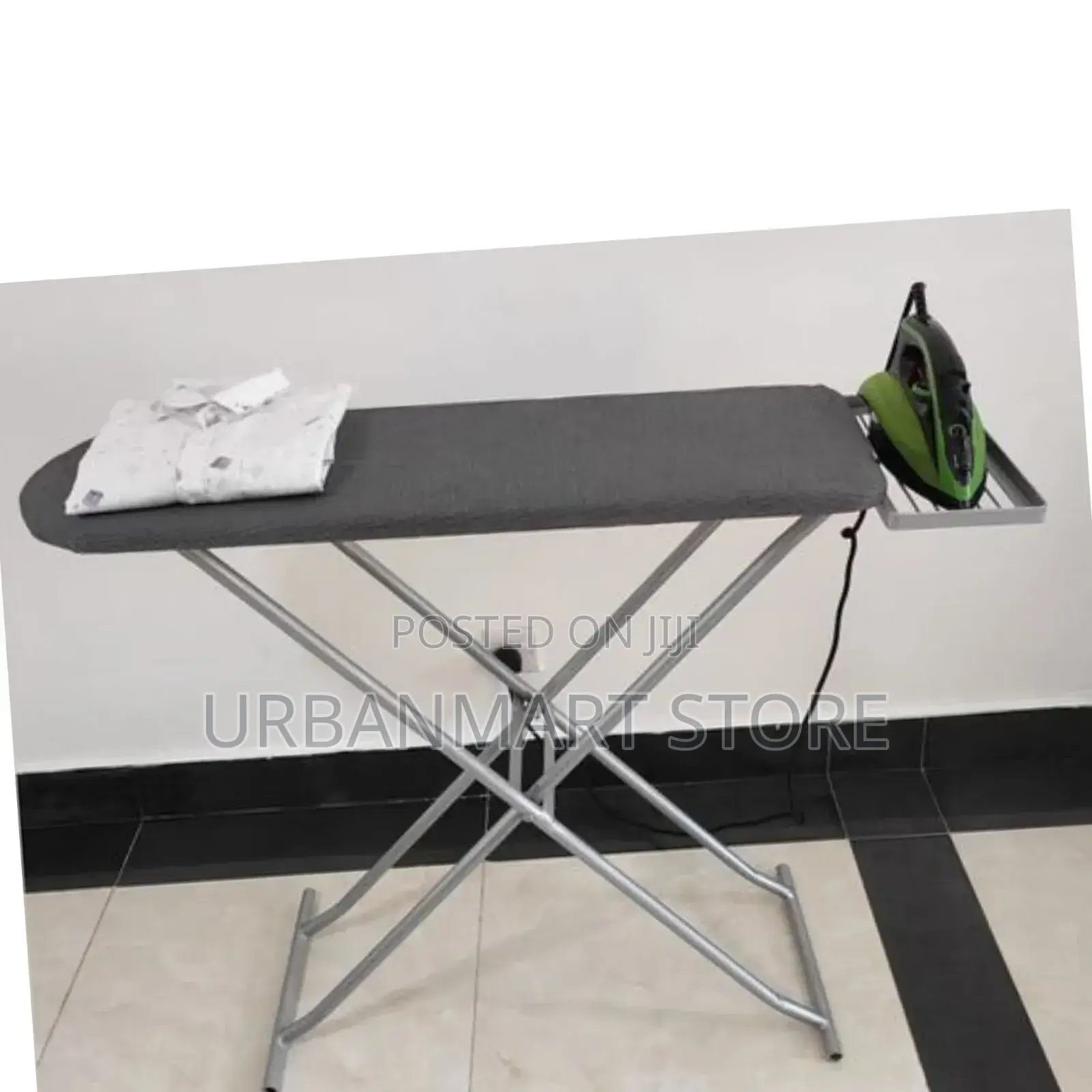 Heavy-Duty Metal Ironing Board With Iron Rest Foldable Legs In