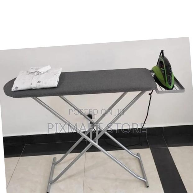 Heavy-Duty Metal Ironing Board With Iron Rest Foldable Legs In - main view