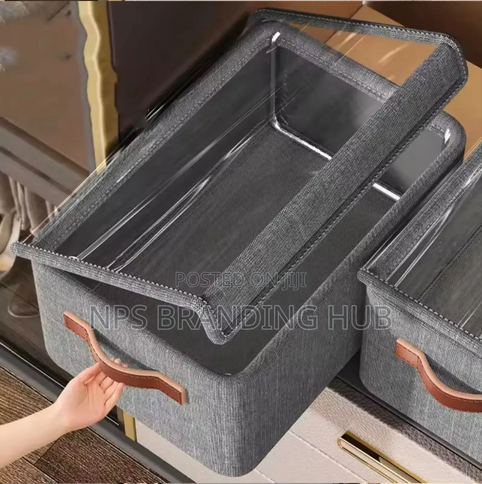 Collapsible Cloth Organizer With A Cover Size: 50cm X 35cm X 24cm. Cn