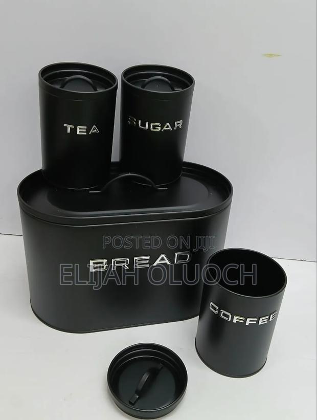 Unique And Elegant Bread Storage Bin With 3pcs Canisters - main view