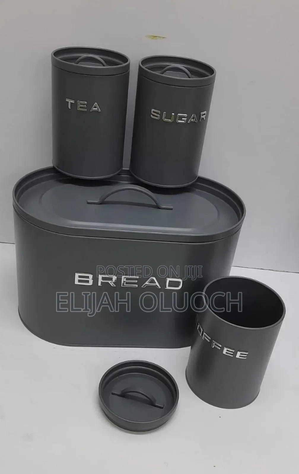 Unique And Elegant Bread Storage Bin With 3pcs Canisters