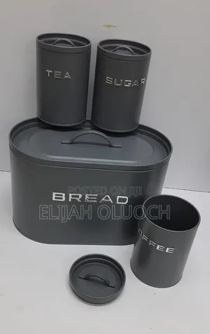 Unique And Elegant Bread Storage Bin With 3pcs Canisters