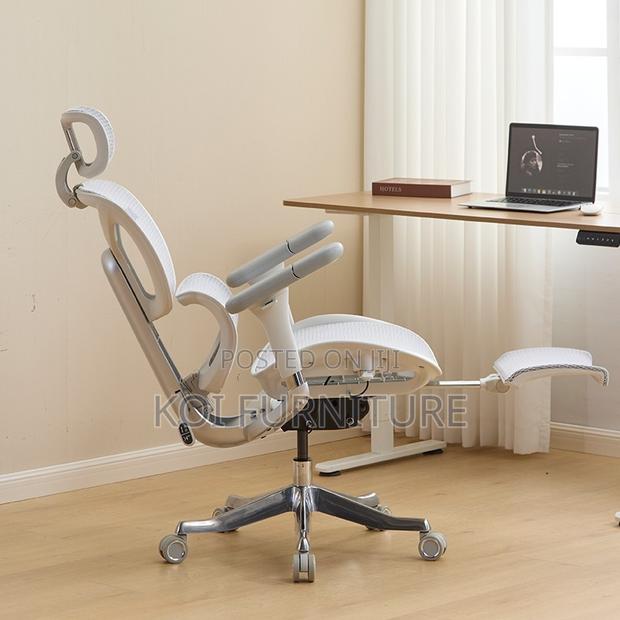 Office Chairs; White High Back Orthopedic Ergonomic Chair - thumbnail 3