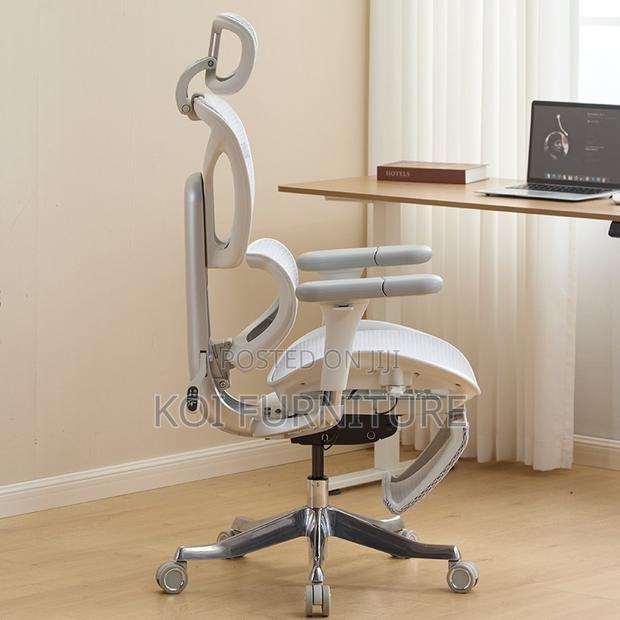 Office Chairs; White High Back Orthopedic Ergonomic Chair - thumbnail 5