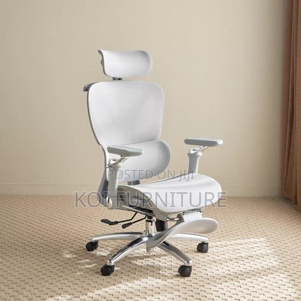 Office Chairs; White High Back Orthopedic Ergonomic Chair - thumbnail 9