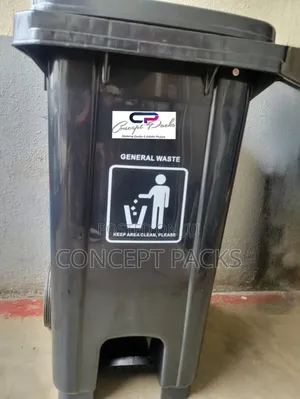 100l Black General Waste Wheelie Bin Foot Pedal.