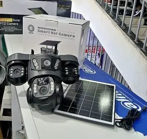 V380 New Solar Power 3 Lens and 3 Screen Black 6mp Security CCTV