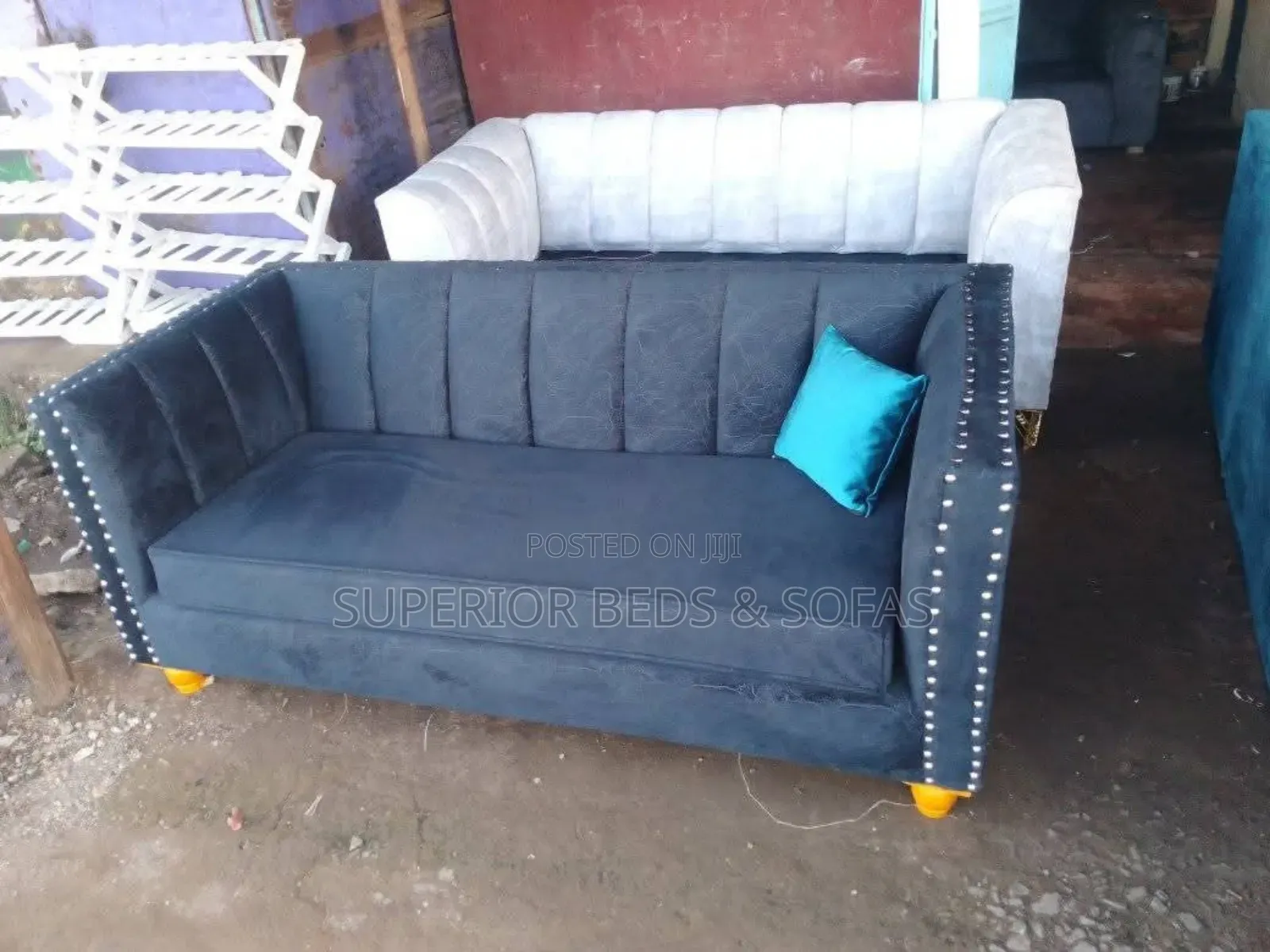 Black 2 Seater Sofa With Pillows