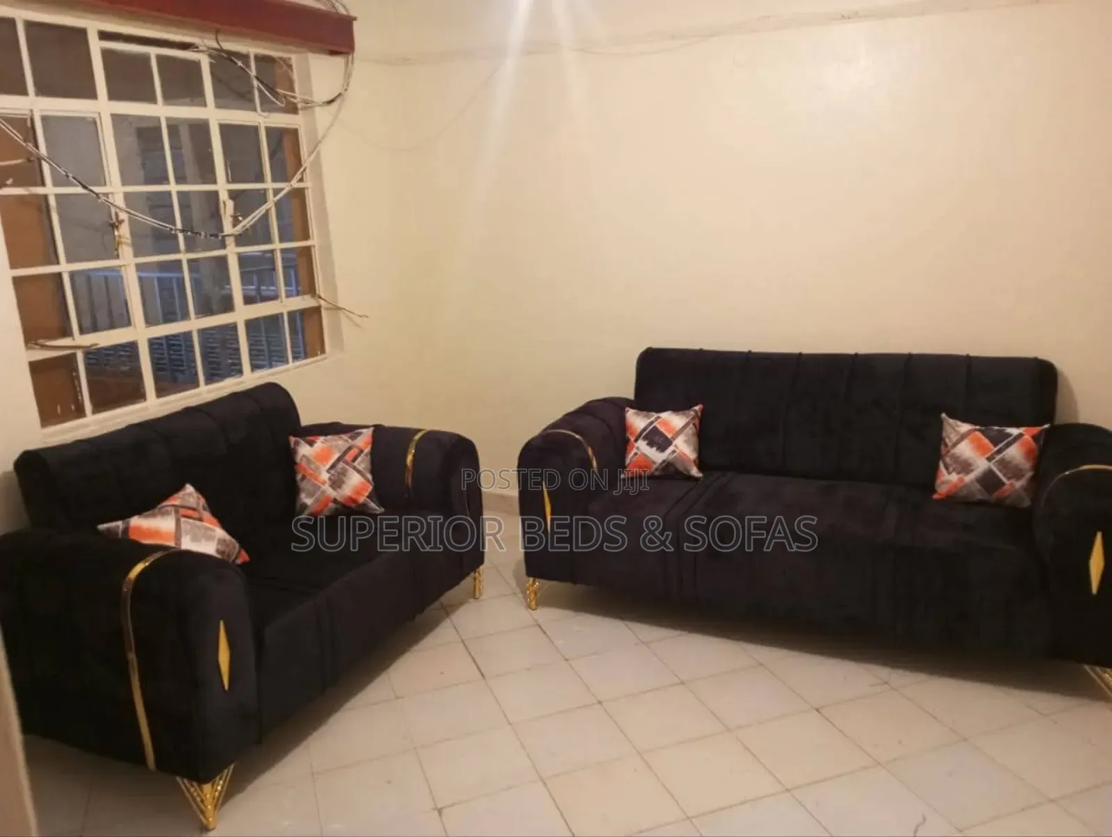 Black 5 Seater Sofa Set(3 + 2 )