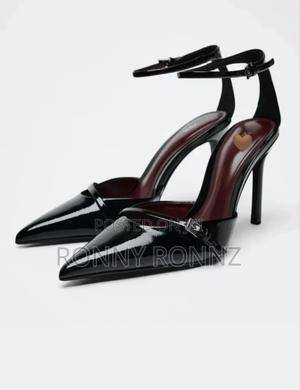 Black Angle Strap Heels - thumbnail 2