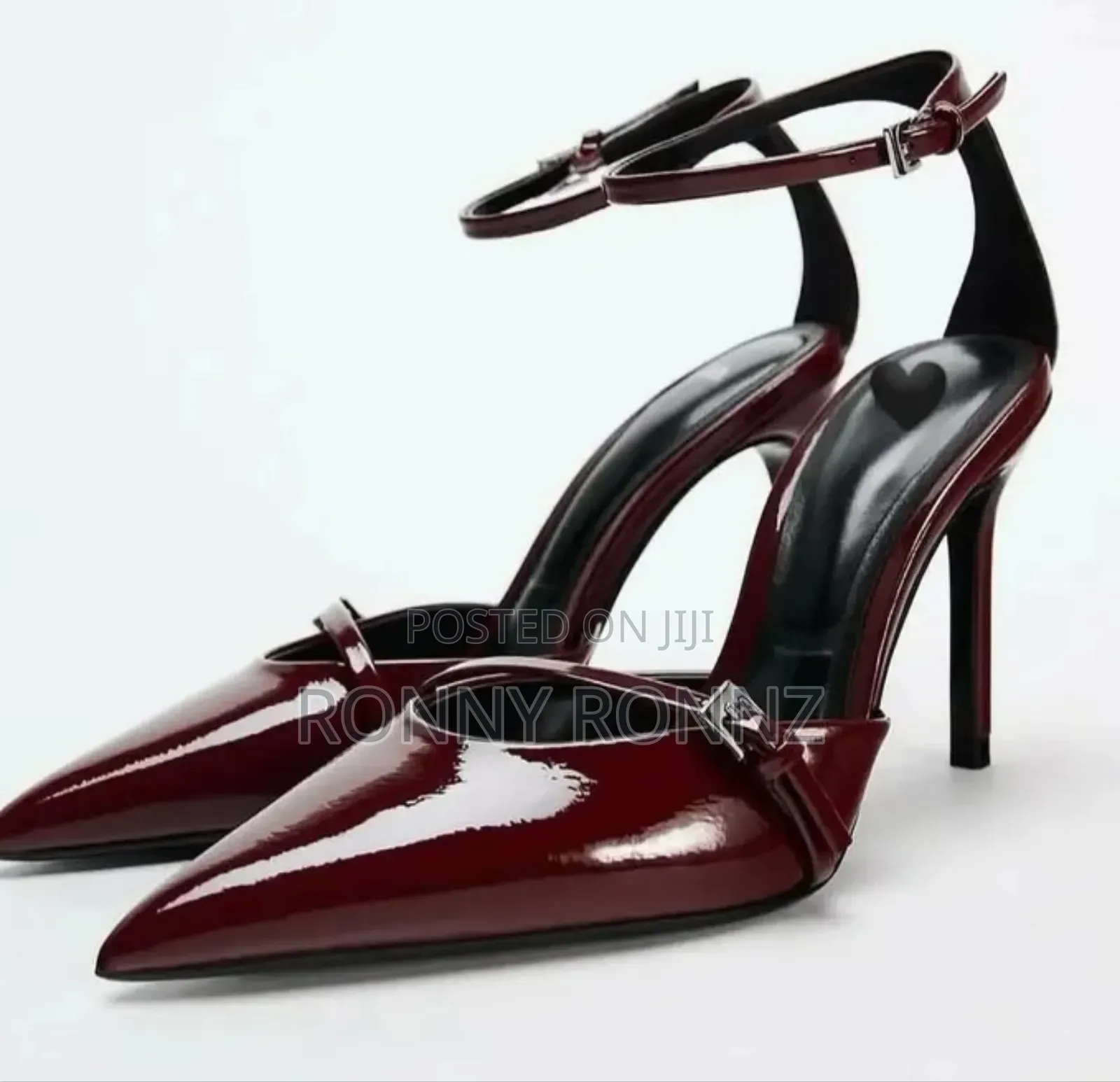Black Angle Strap Heels