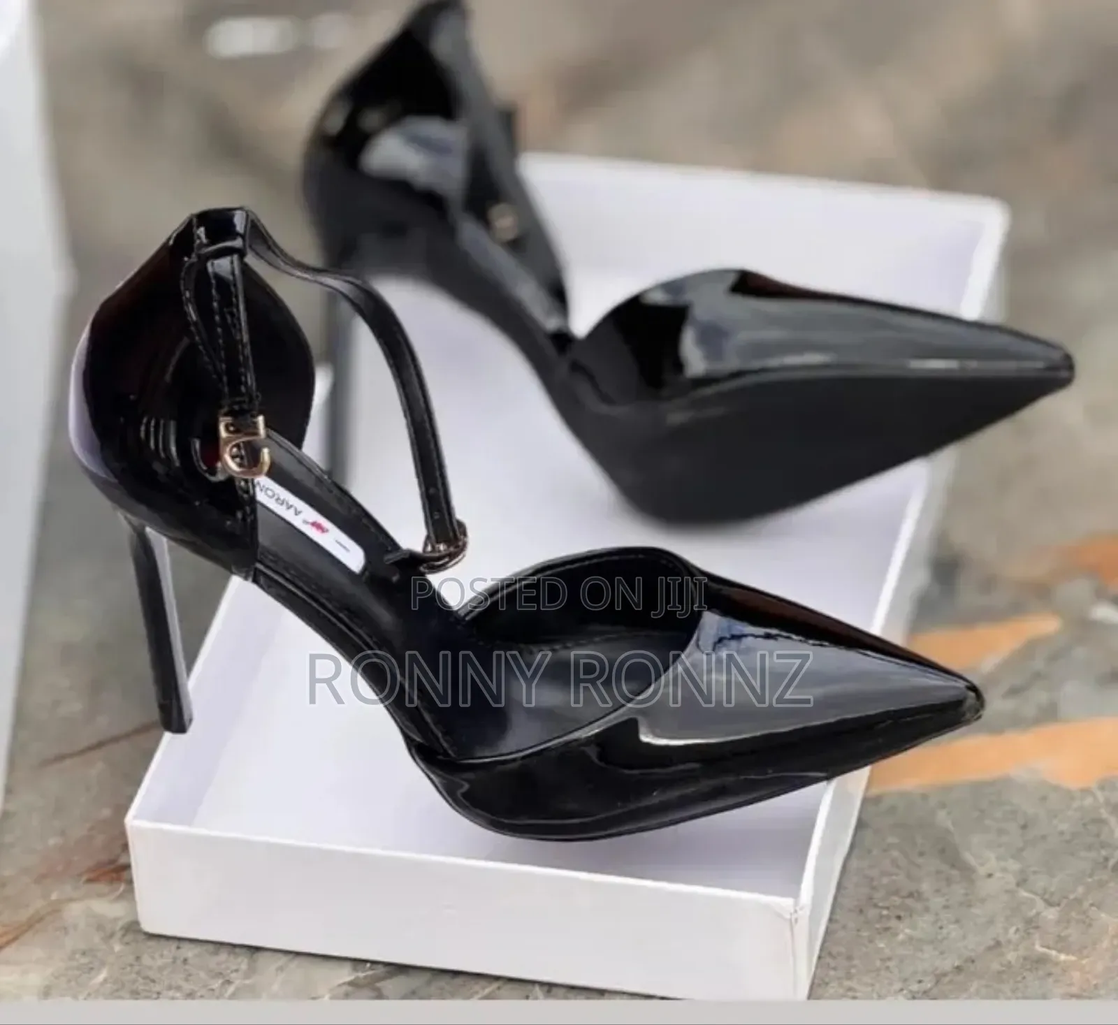 Black Angle Strap Heels