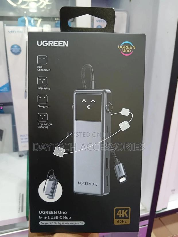 Ugreen Uno 6-in-1 Usb-C Hub 2xusb-A3.2 + 2xusb-C3.2 + at 60hz Hdmi - main view