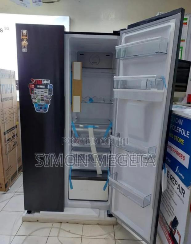 Colour Black New Mika 595l Side by Side Fridge. Efficient