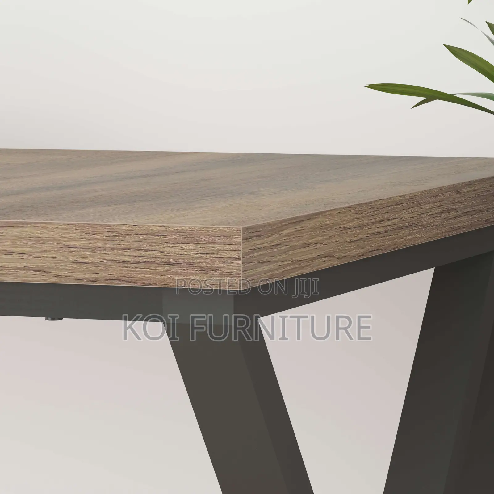 Office Desk : 1.4m Rustic Large Computer Desk With Metal Base.