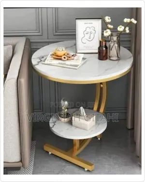 Console Bedside Cabinet Double Layer MDF Marble Effect Coffees Table