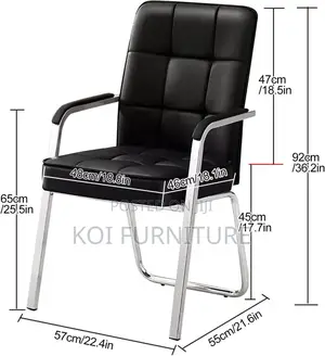 Office Chair : Modern Black Leather Visitor Chair – Chrome Frame