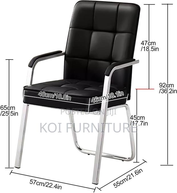 Office Chair : Modern Black Leather Visitor Chair – Chrome Frame - thumbnail 5