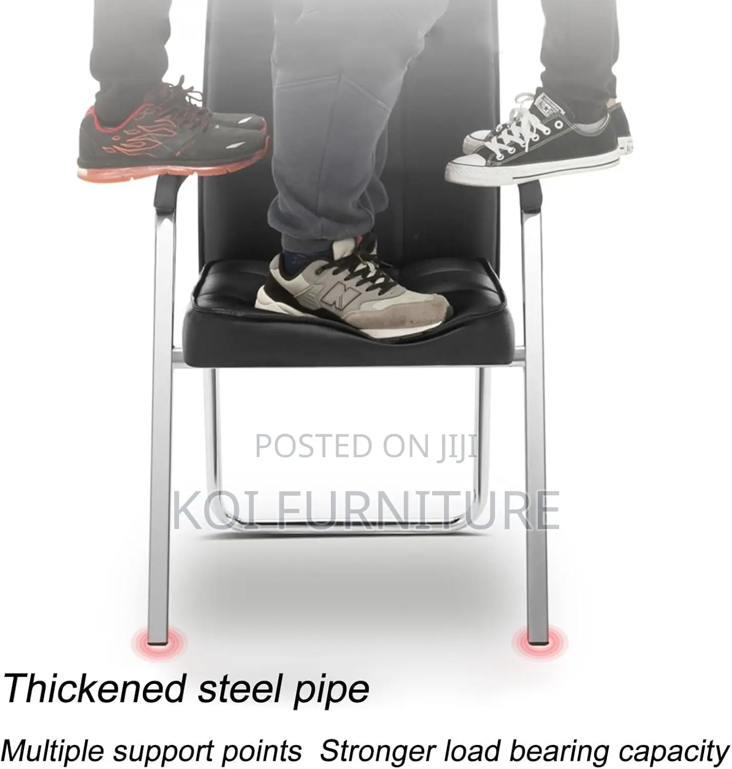 Office Chair : Modern Black Leather Visitor Chair – Chrome Frame