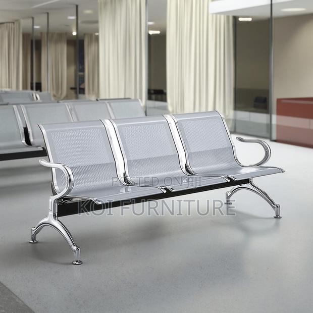 Office Chair : 3-Seater Metal Waiting Bench - thumbnail 2