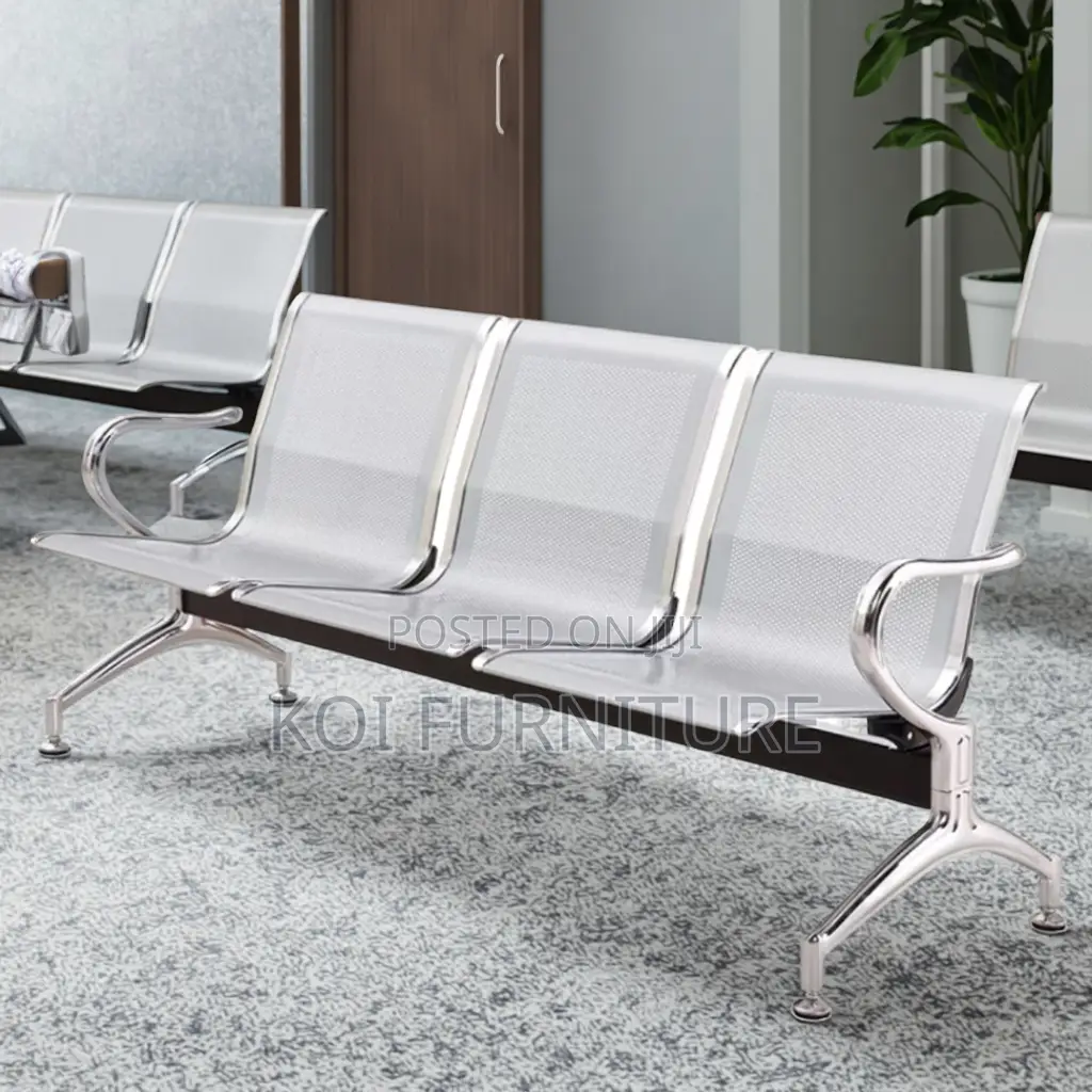 Office Chair : 3-Seater Metal Waiting Bench