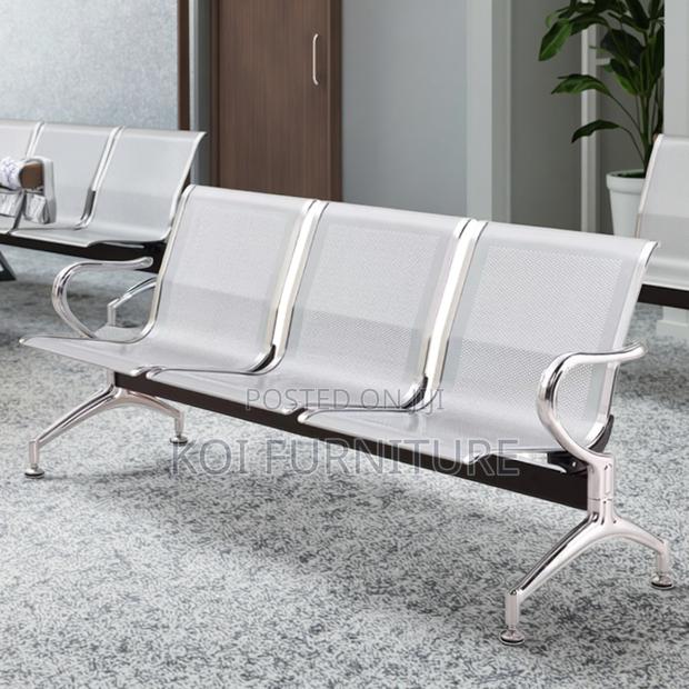 Office Chair : 3-Seater Metal Waiting Bench - thumbnail 3
