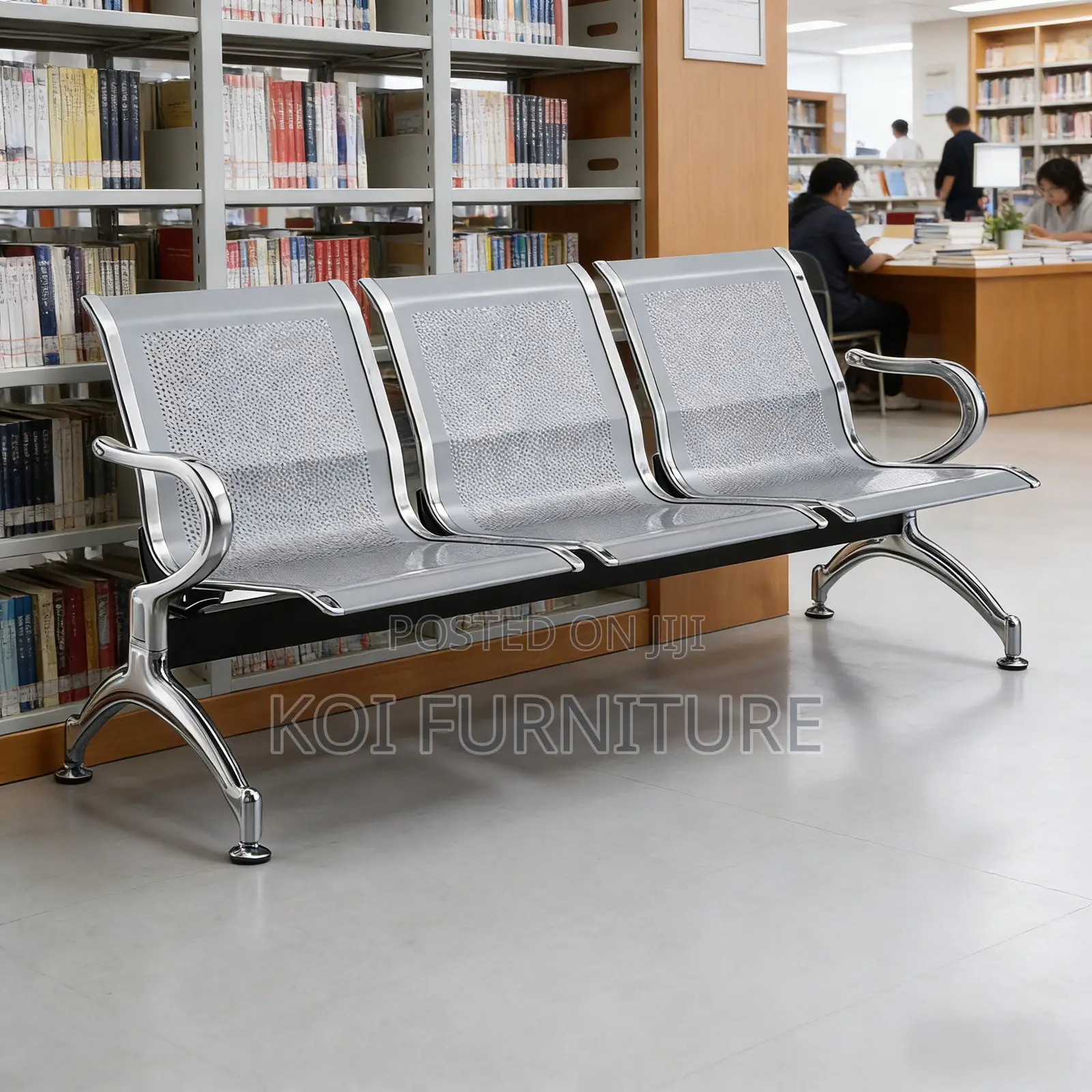 Office Chair : 3-Seater Metal Waiting Bench