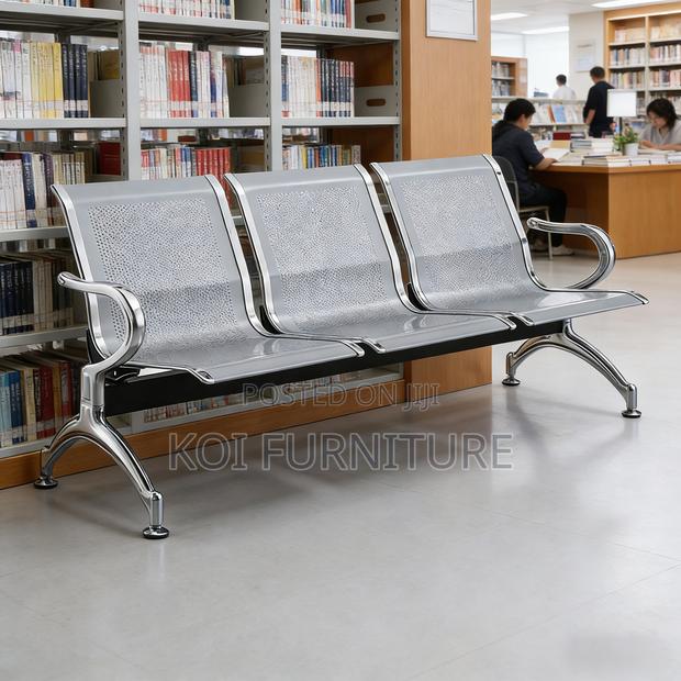 Office Chair : 3-Seater Metal Waiting Bench - thumbnail 10
